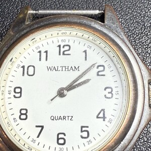 Waltham 1980s Quartz Watch Head White Dial Japan Movement, 1.5”, AS IS image 3