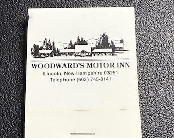 Vintage 1980s Matchbook Woodward’s Motor Inn Lincoln NH, Unused, Unstruck