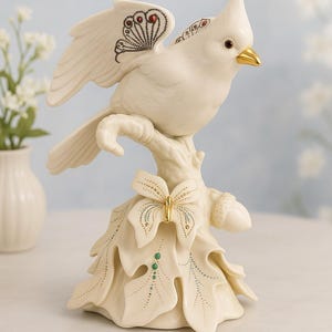 Lenox 1990s China Jewels White Cardinal With Butterfly & Acorns