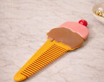Avon-ijshoornkam uit de jaren 70, nieuwigheid plastic make-upkam, 7,25 inch
