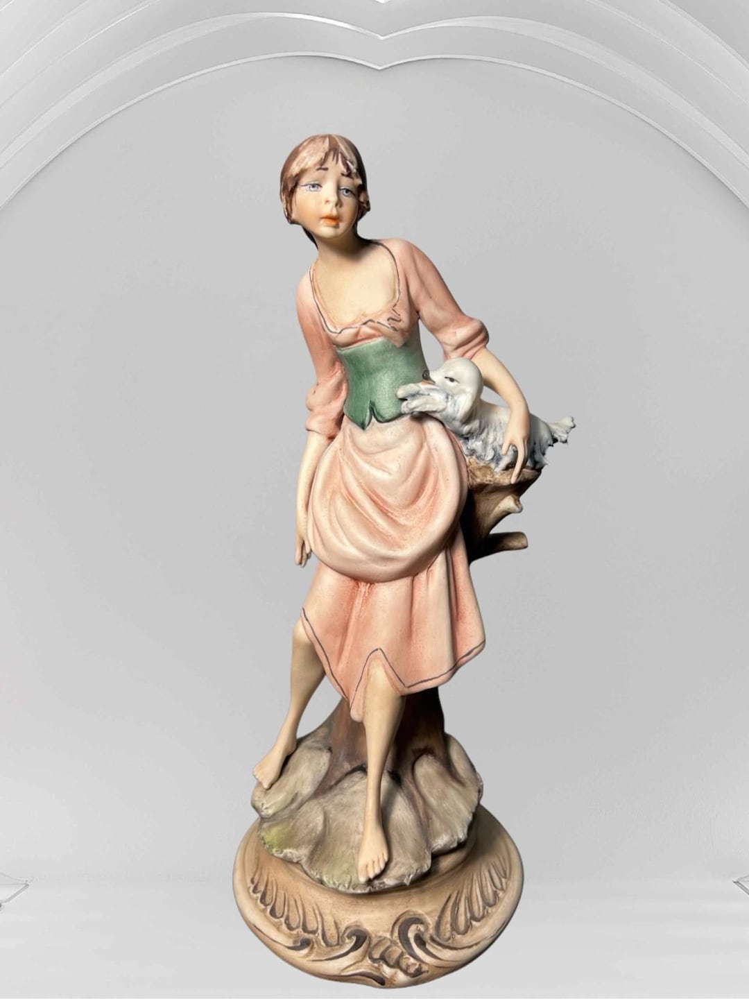 Capodimonte Italy 1950s Ethan Allen Porcelain Figurine Girl With