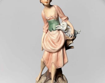 Capodimonte Italy 1950s Ethan Allen Porcelain Figurine Girl With