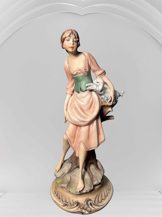 Capodimonte Italy 1950s Ethan Allen Porcelain Figurine Girl With