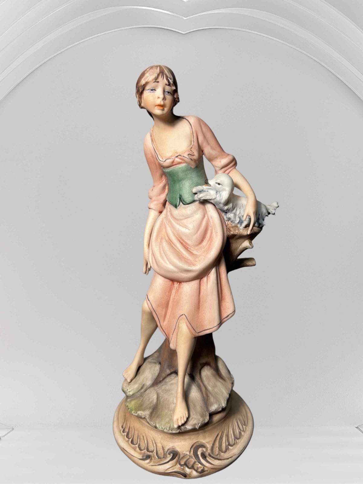 Capodimonte Italy 1950s Ethan Allen Porcelain Figurine Girl With