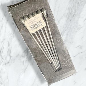 NIB Crate & Barrel 2000s Set Of 6 Stainless Hors D’Oeuvres Cocktail Picks, 3.5”