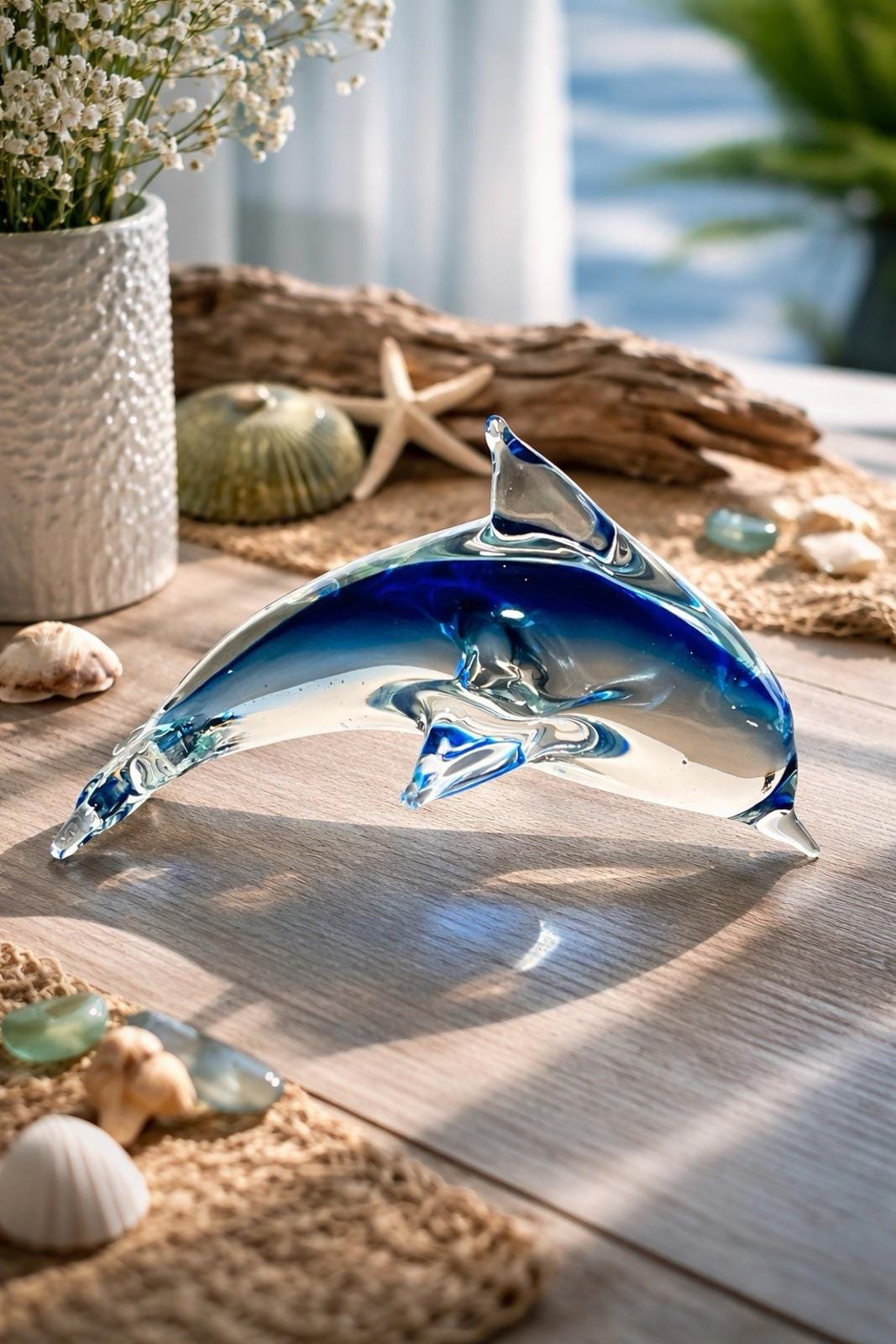 Figurine De Dauphin En Verre Coloré à La Main - Décoration Lumineuse Pour Maison, Bureau Ou Vitrine - 2