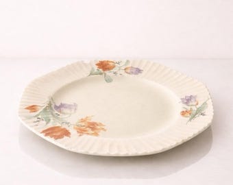 Edwin M. Knowles 1930s “Marion” Ceramic Floral Dinner Plate, 9.25”