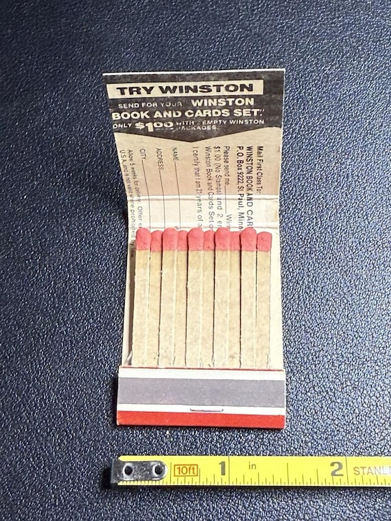 Vintage 1970s Winston Cigarettes Matchbook - Unused Promo Red Pack