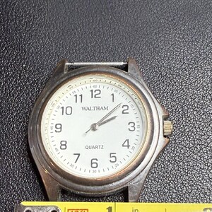 Waltham 1980s Quartz Watch Head White Dial Japan Movement, 1.5”, AS IS image 6