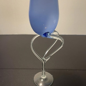 Venetian Art Glass Vintage 1980’s 3 Filigree Stems Blue Venezia Collection Glass