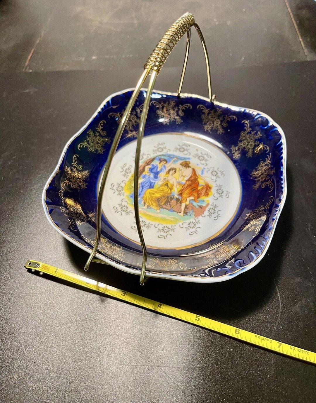 MZ Czech Republic Vintage 1940's Cobalt 24K Gold Brides Basket - Etsy