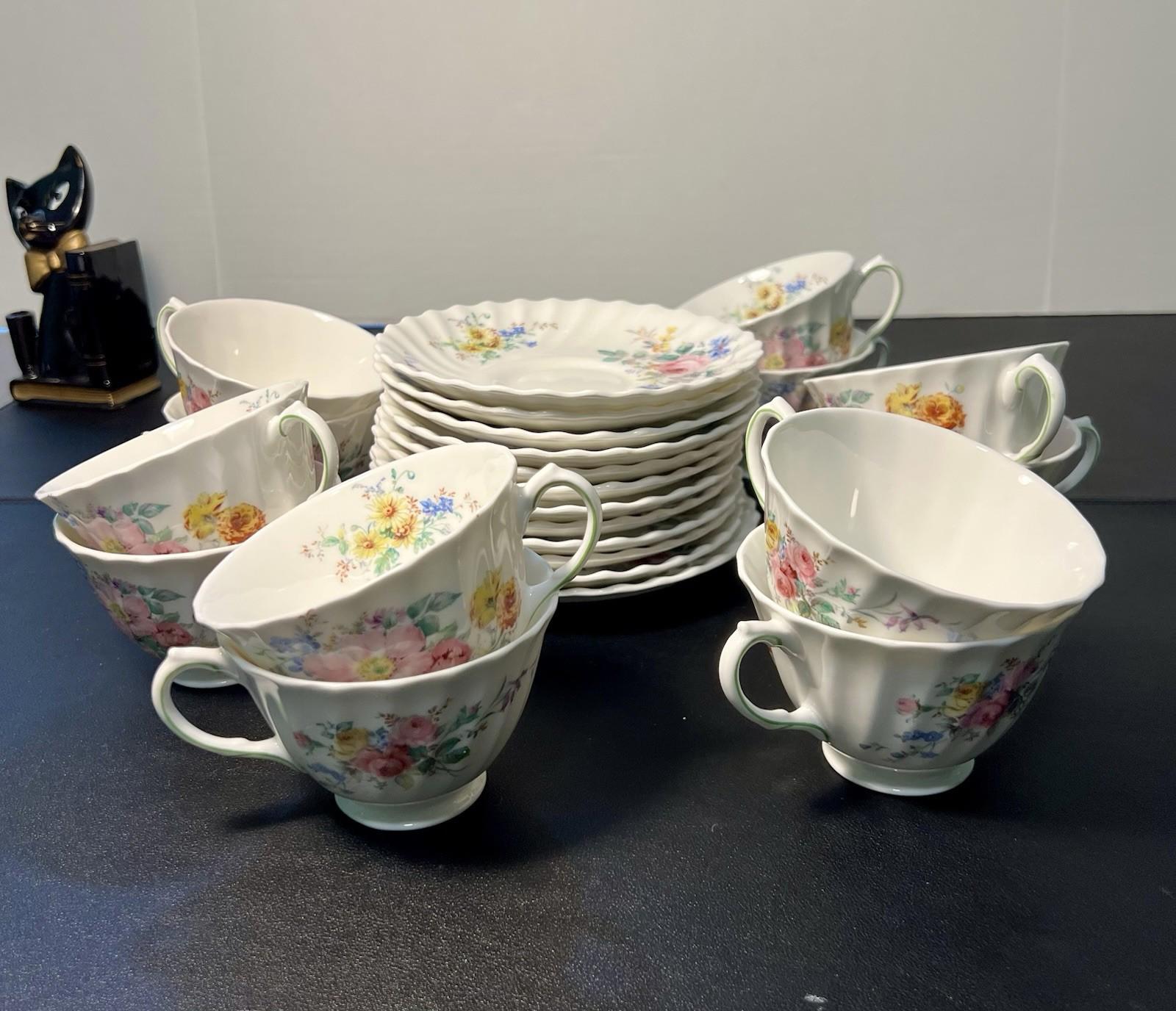 Royal Doulton England 1938-1959 Arcadia Bone China Set of 12 Cups 