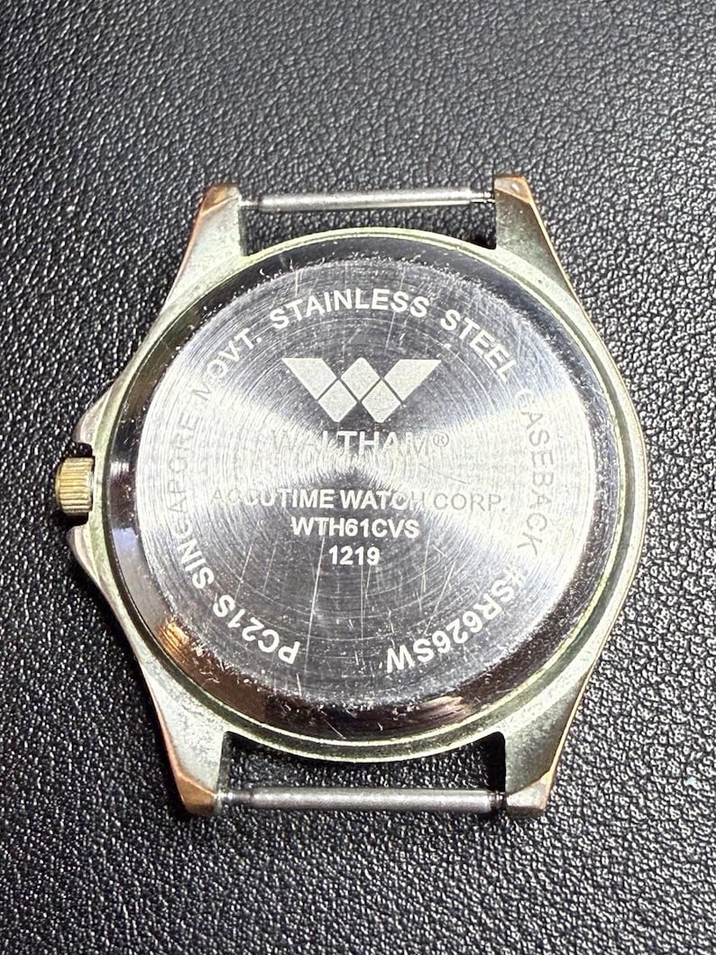 Waltham 1980s Quartz Watch Head White Dial Japan Movement, 1.5”, AS IS image 4