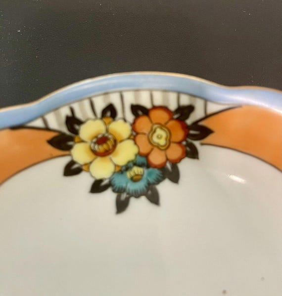 Noritake M Vintage 1930's Small Floral Snack Dish Two Handle Holes