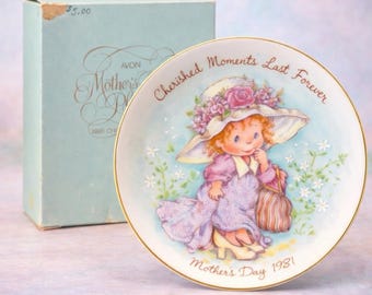 Avon 1981 Cherished Moments Mors dag samlartallrik med ask, 13 cm