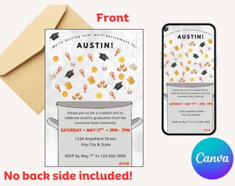 Crawfish Boil Graduation Invitation: Southern Party (Digital Download)