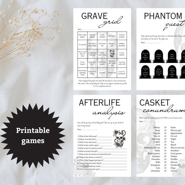 Funeral for my youth | Death to my 20s | Customizable and printable party games