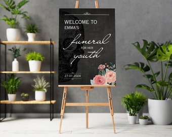 Funeral for my youth | Death to my 20s | Customizable and printable welcome poster