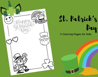 St. Patrick's Day Kleurplaten voor kinderen - Set van 4 afdrukbare Lucky Charms - St. Patrick's Day Gift - Ierse feestdag