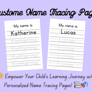 Custom Name Tracing Sheet, Personalized Handwriting Practice for Kids, Homeschool