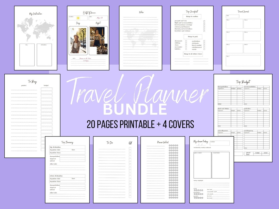 Printable Travel Planner: 20 Templates, Trip &amp; Vacation Organizer ...