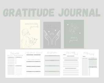 ¡Paquete imprimible del diario de gratitud! Registro de atención plena de 20 páginas, plantilla de gratitud, planificador de cuidado personal, diario para mujeres, bienestar