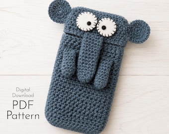 Gehäkelte Elefant Handy Case Muster, Tier Tasche Anleitung (PDF Download)