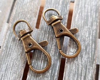 Lobster Clasp x4 - Snap Hook, Swivel Trigger, KeyChain Ring , Backpack Bag Parts - Bronze or Silver color