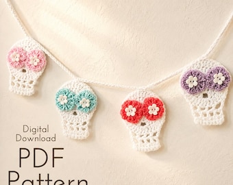 Totenkopf Girlande Muster PDF - Sugar Skull Tag der Toten - Sofort Download - für Anfänger geeignet