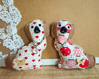 Handgemachtes Textile Staffordshire Hunde - Cottagecore Plush Decor Duo
