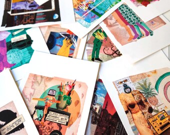 Mix Match Postcard Set, Eclectic Collage Decor - Choose Your Own Art Prints,