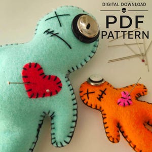 Voodoo Doll Pincushion Sewing Pattern PDF | Felt Halloween | Gothic Tutorial