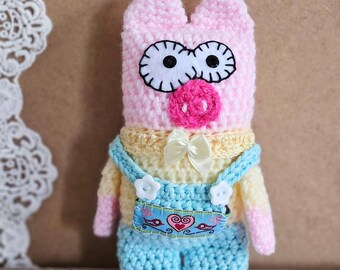 Schwein Plüschtier | Kuscheltier gehäkelt | Handgemachte Plushie | Rosa Kunstpuppe