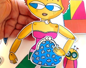 Printable Shopper Girl Papierpuppe, Gelenk DIY Modepuppe (PDF) von CocoFlower