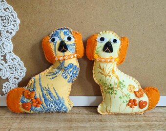 Toile de Jouy Staffordshire Hunde - Gelbes Textil-Dekor