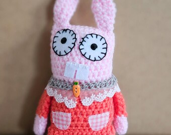 Rosa Häschen Plüsch | Gehäkelte Hasenpuppe | Handgefertigtes Amigurumi | Kawaii weiche Skulptur