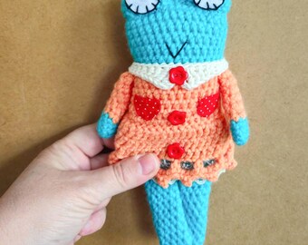 Frosch Plüsch | Art Häkelpuppe | Handgemachte Plushie | Kawaii Frosch