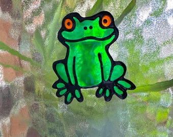 Stained Glass, Frog, Suncatcher, Garden Decor, Gift for Her, Home, Birthday, Window