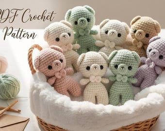 Mini Crochet Bear Pattern, Amigurumi Teddy Tutorial (PDF Download)