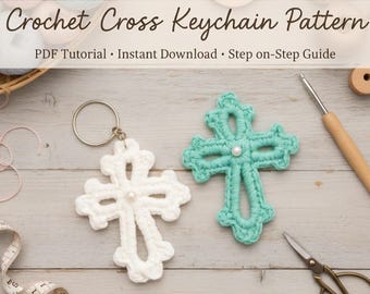 Patrón de cruz religiosa a crochet en PDF / Llavero DIY / Ideal para principiantes