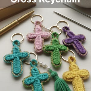 Patrón de llavero de cruz de crochet / Regalo religioso para principiantes (PDF)