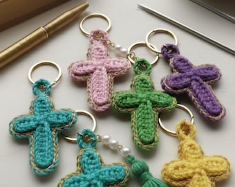Crochet Cross Keychain Pattern | Beginner Religious Gift PDF