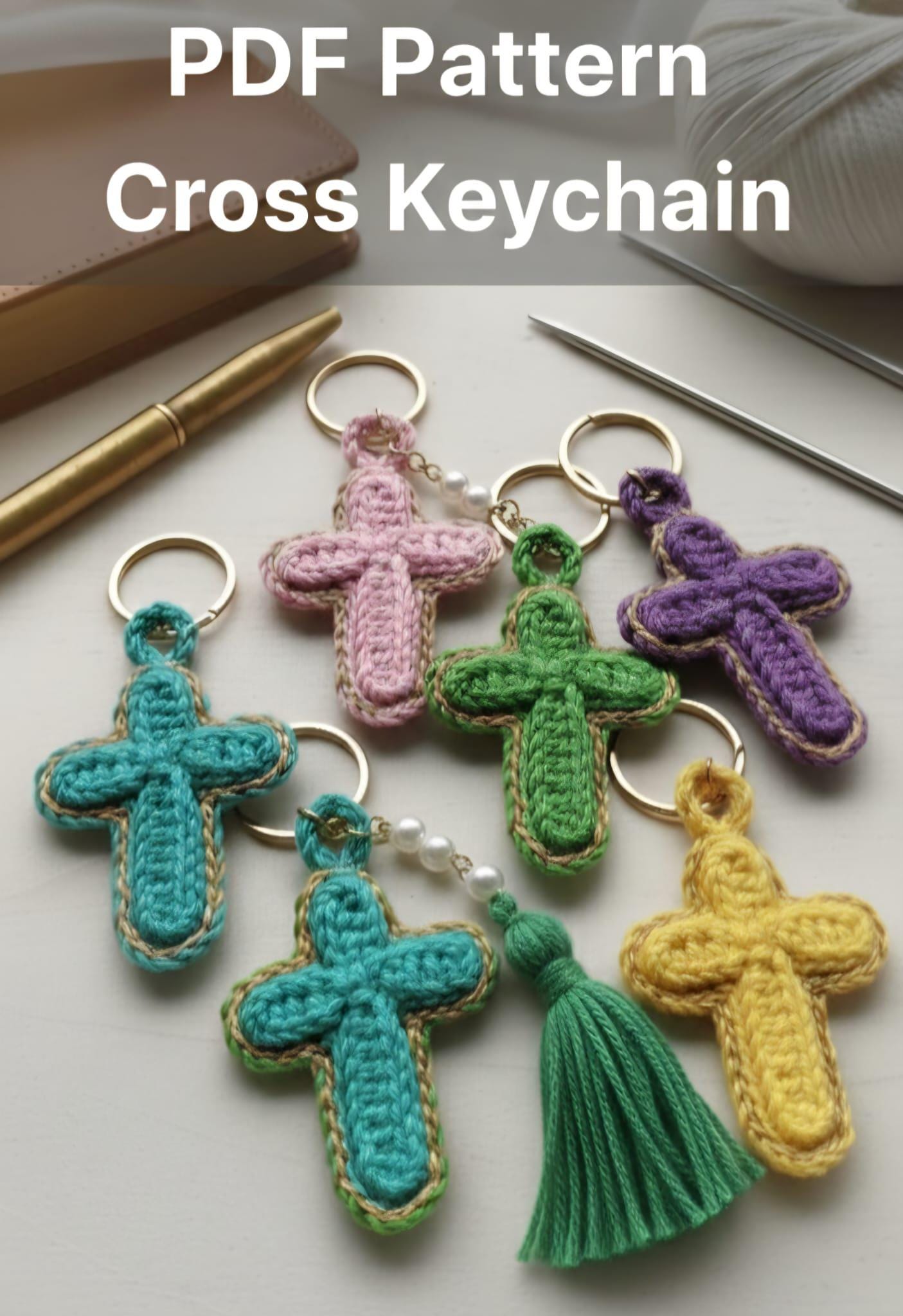 Crochet Cross Keychain - Etsy