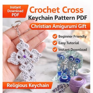 Crochet Cross Keychain Pattern PDF | Christian Amigurumi | Religious Gift DIY | Easy Crochet Tutorial image 3