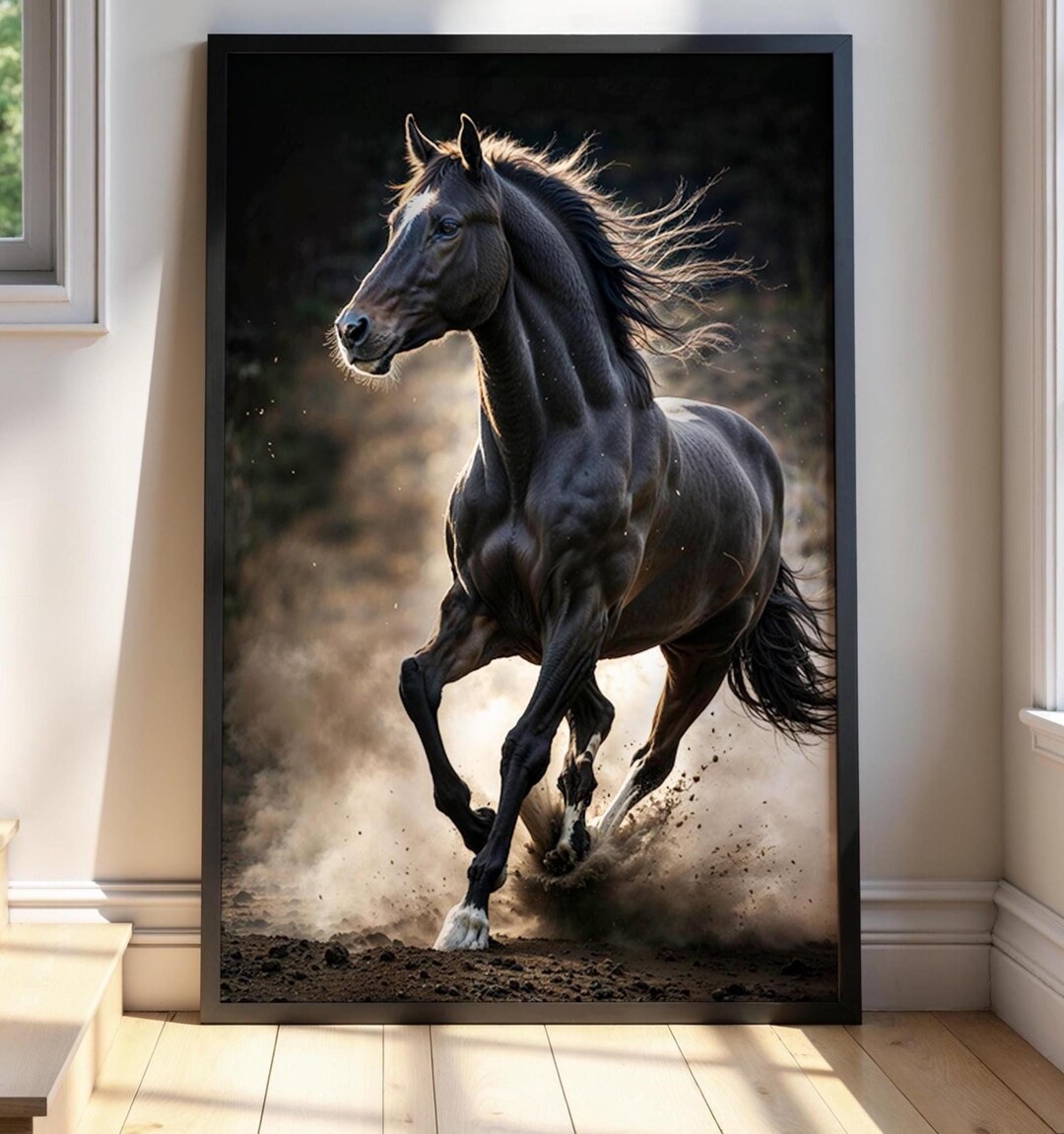 Black Horse Wall Art Printable - Dark Horse Photography Print - Rustic ...