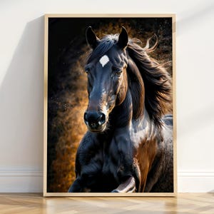 Majestätisch schwarzes Pferd Art Print - wildes Tier Wandkunst - sofortiger Download - Western Wohnkultur - Geschenk für Pferdeliebhaber