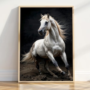 Weißes Pferd Art Print - Wildes Tier Wand Kunst - Sofort Download - Western Wohnkultur - Geschenk für Pferdeliebhaber