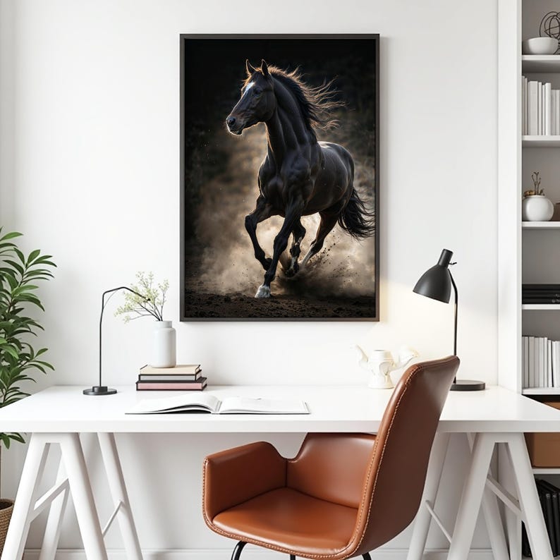 Black Horse Wall Art Printable - Dark Horse Photography Print - Rustic ...
