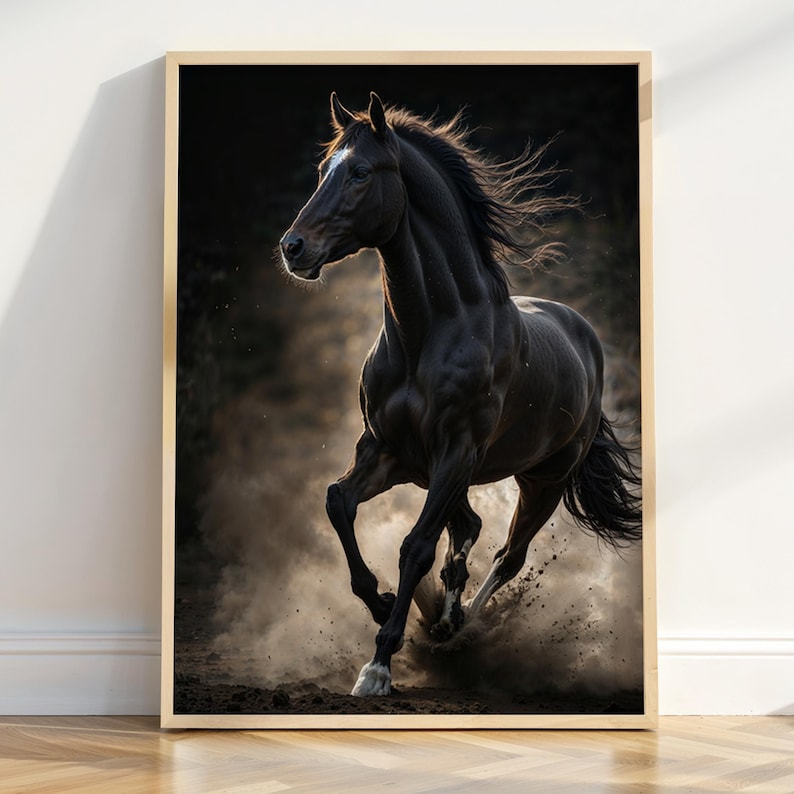 Black Horse Wall Art Printable - Dark Horse Photography Print - Rustic ...