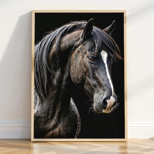 Wildes Pferd Kunstdruck Download - Majestätisches dunkles Pferd Fotografie - Western Ranch Wand-Dekor - druckbares Poster